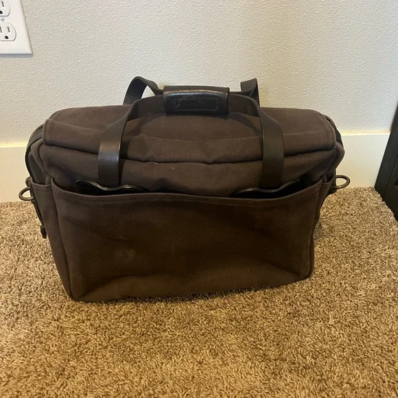 Vintage Filson Rugged Twill Padded Computer Bag Briefcase, Brown, Style 258, USA - Picture 2 of 6